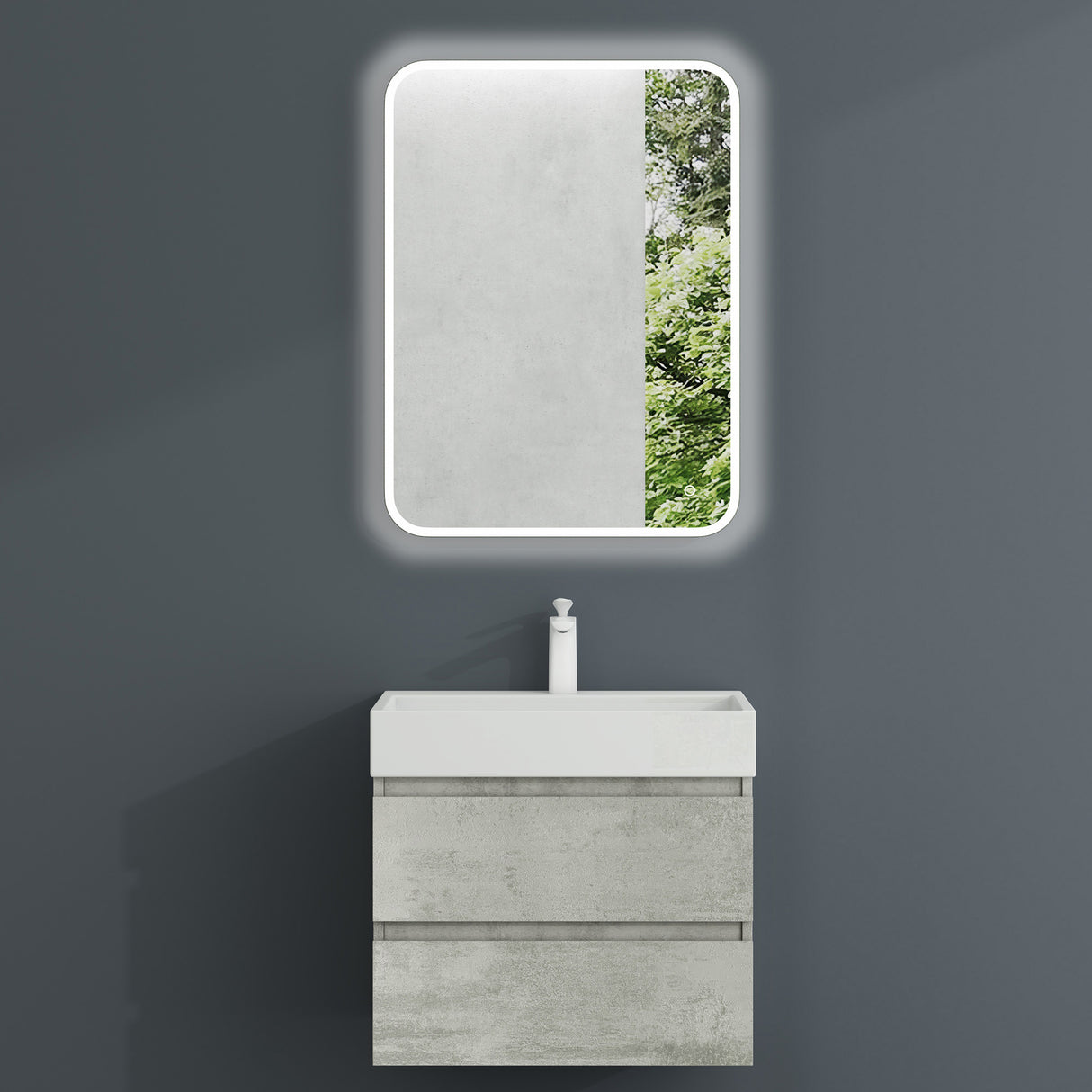 conjunto de muebles de baño glasvilla lavabo bajo encimera Verona con 2 cajones incluido lavabo y juego de desagüe