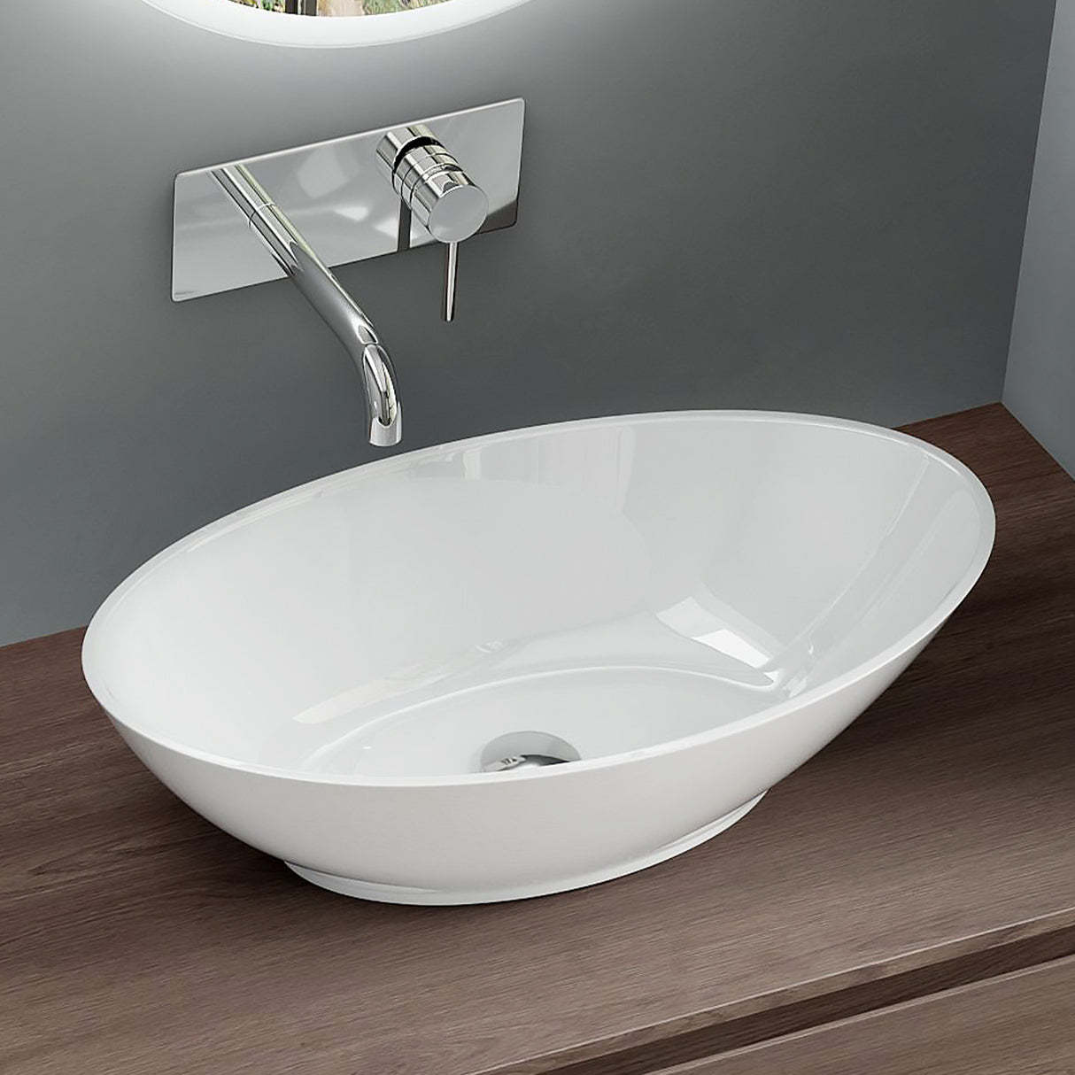 glasvilla lavabo de encimera lavabo cuenco mueble de baño de mineral ovalado Col807