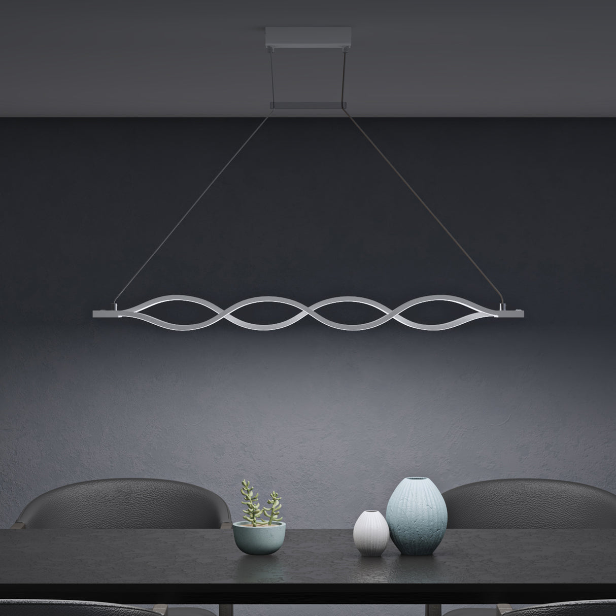 glasvilla Lampadario a Sospensione 60W, 106CM, Lampada da Soffitto a Sospensione Dimmerabile con Telecomando 3000K/4000K/6000K e Cavo Regolabile per Camera da Letto e Soggiorno