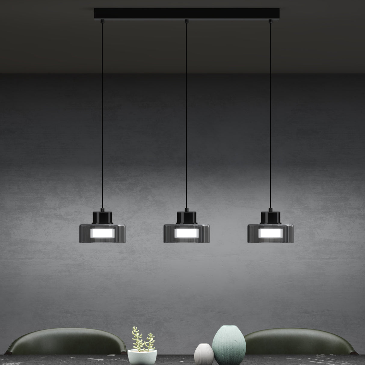 glasvilla Lampadario a Sospensione Temperature di Colore 3000K/4000K/6000K Lampada da Soffitto a Sospensione con Cavo Regolabile per Sala da Pranzo, Camera da Letto e Soggiorno