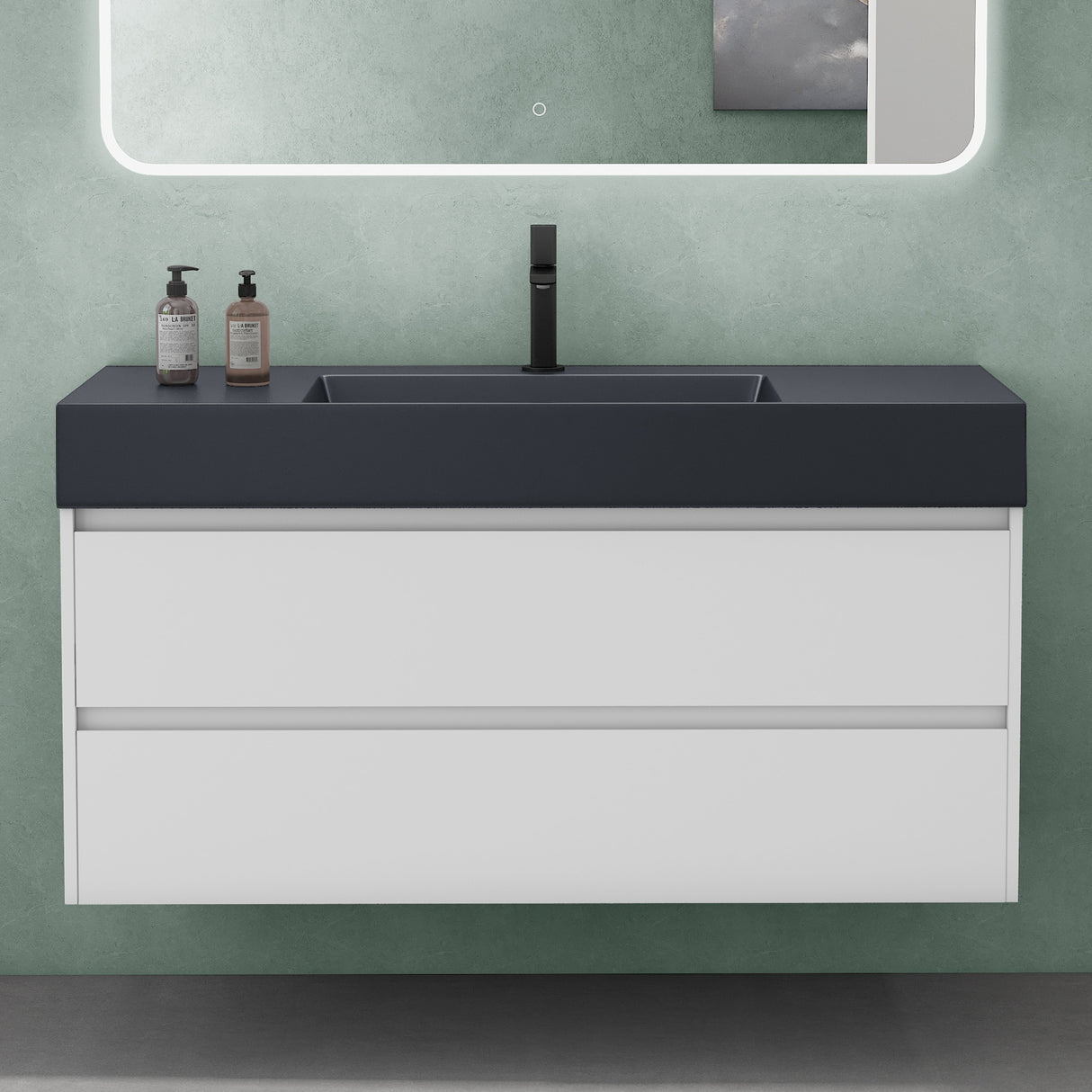 glasvilla Badmöbel Set Badezimmermöbel 120cm Waschbecken Waschtisch mit Unterschrank Deep