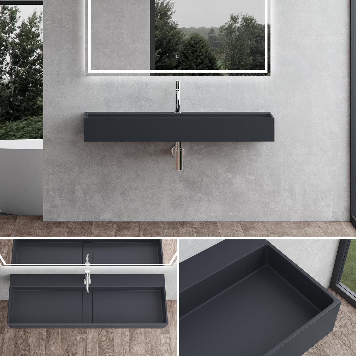 Lavabo Glasvilla Col6028 – Mineralguss con orificio para grifo, diseño y funcionalidad superior