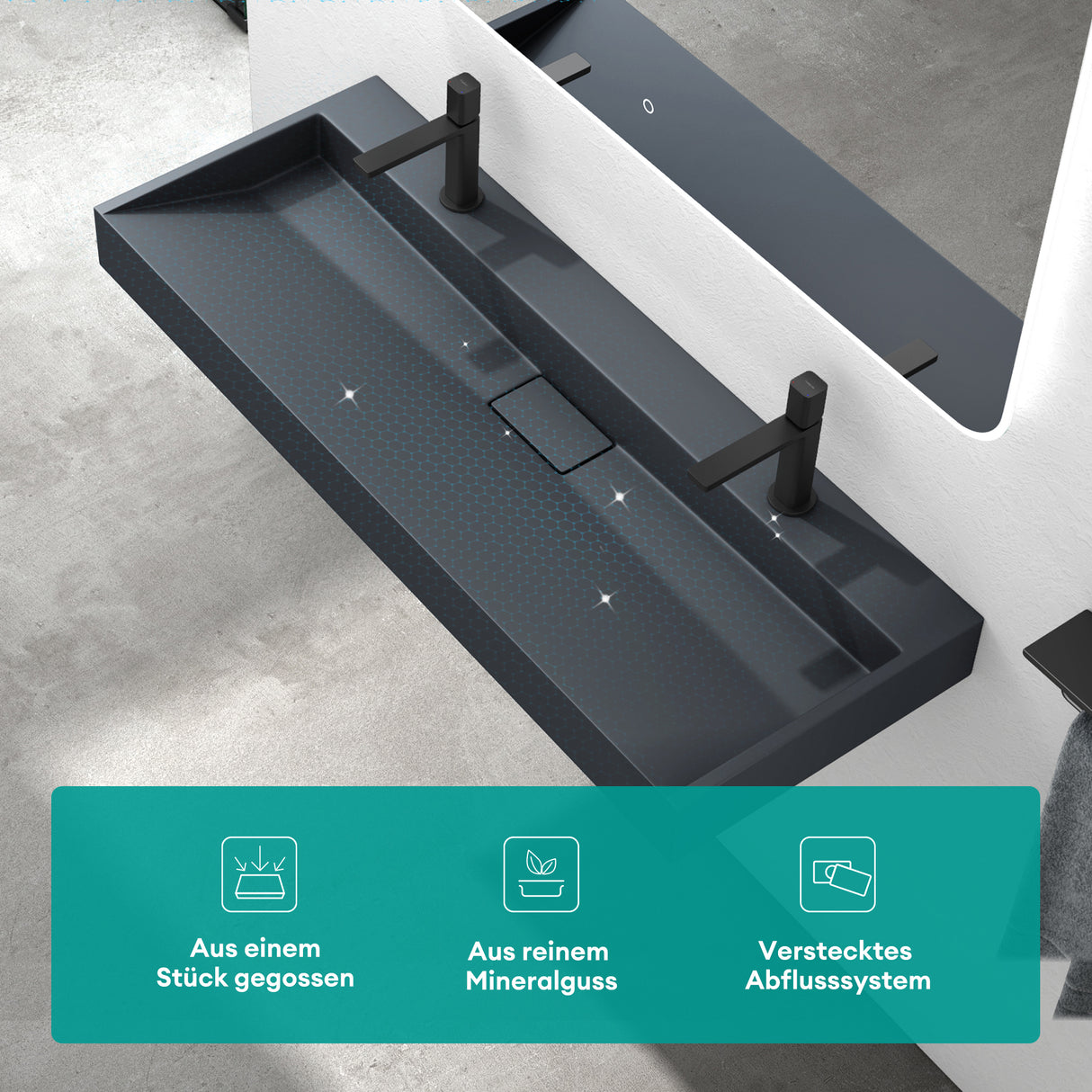 Lavabo Glasvilla Col19 Mineralguss moderno con válvula incluida