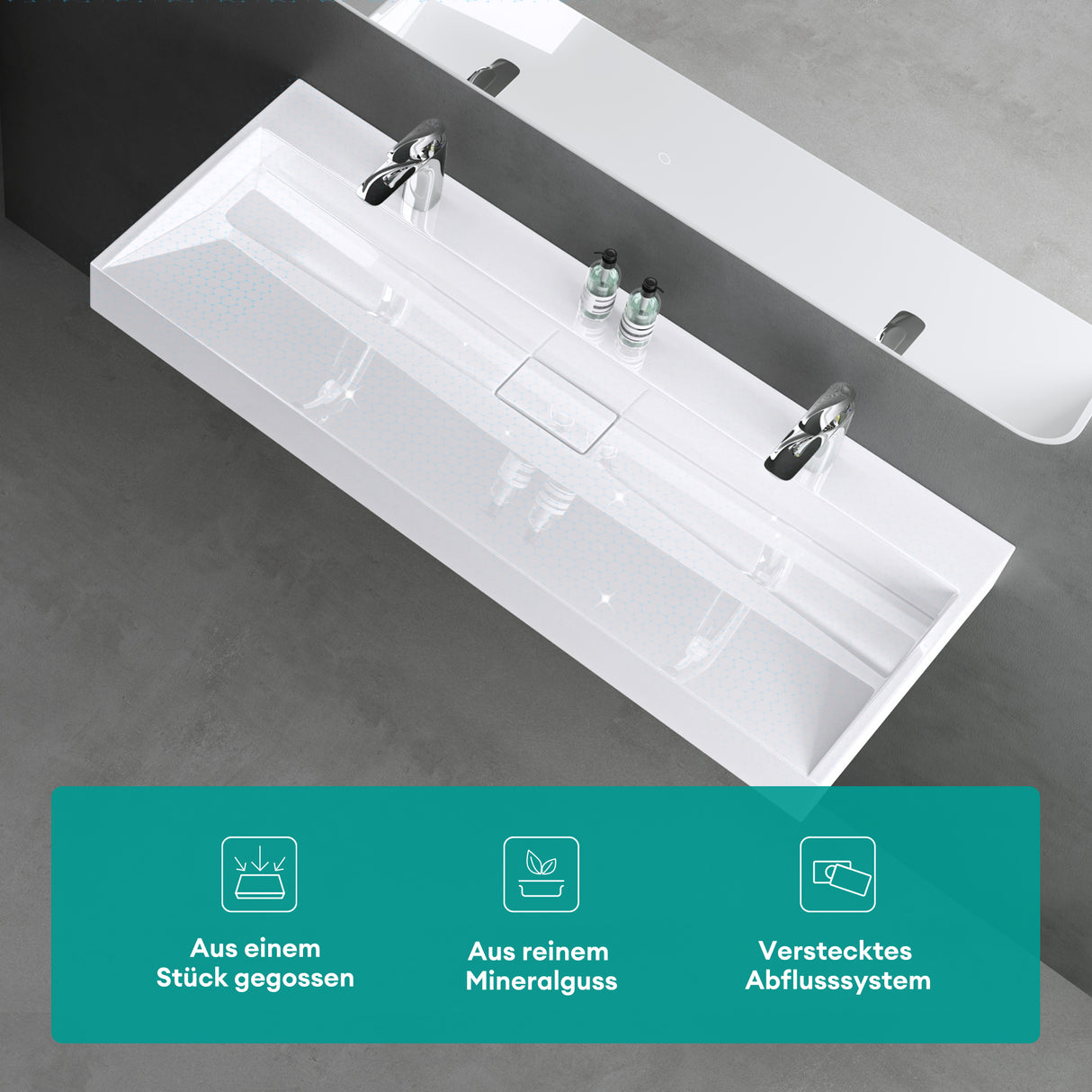 Lavabo Glasvilla Col19 Mineralguss moderno con válvula incluida