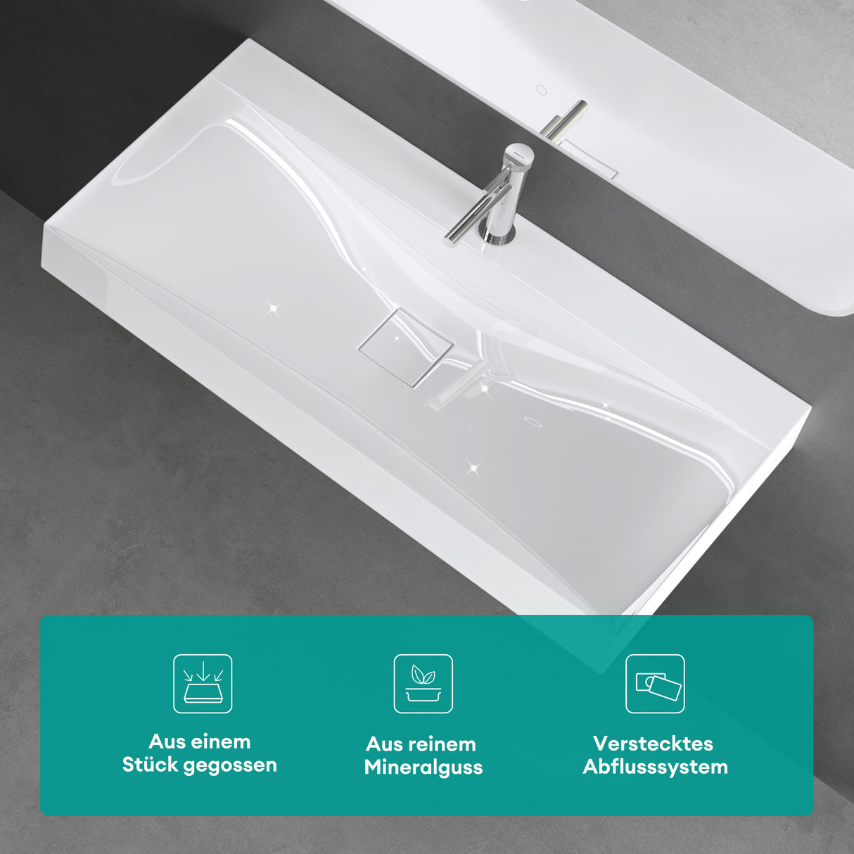 glasvilla Lavabo da Appoggio da Marmo fuso Lavabo Bagno Sospeso Lavandino Bagno Rettangolare Colossum810