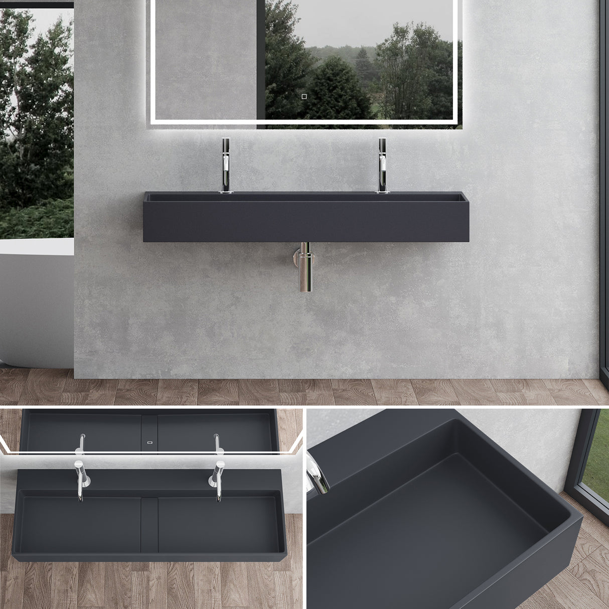 Lavabo Glasvilla Col6028 – Mineralguss con orificio para grifo, diseño y funcionalidad superior