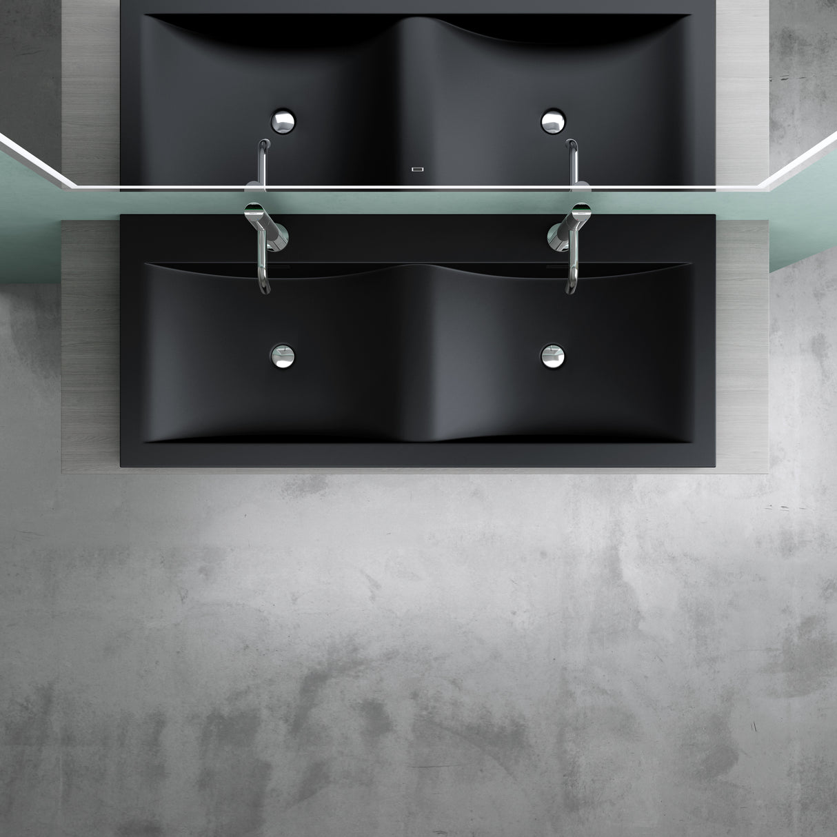 glasvilla lavabo de encastre lavabo 2 tinas mineral de resina rectangular 2 orificios para grifos función de desbordamiento Col03