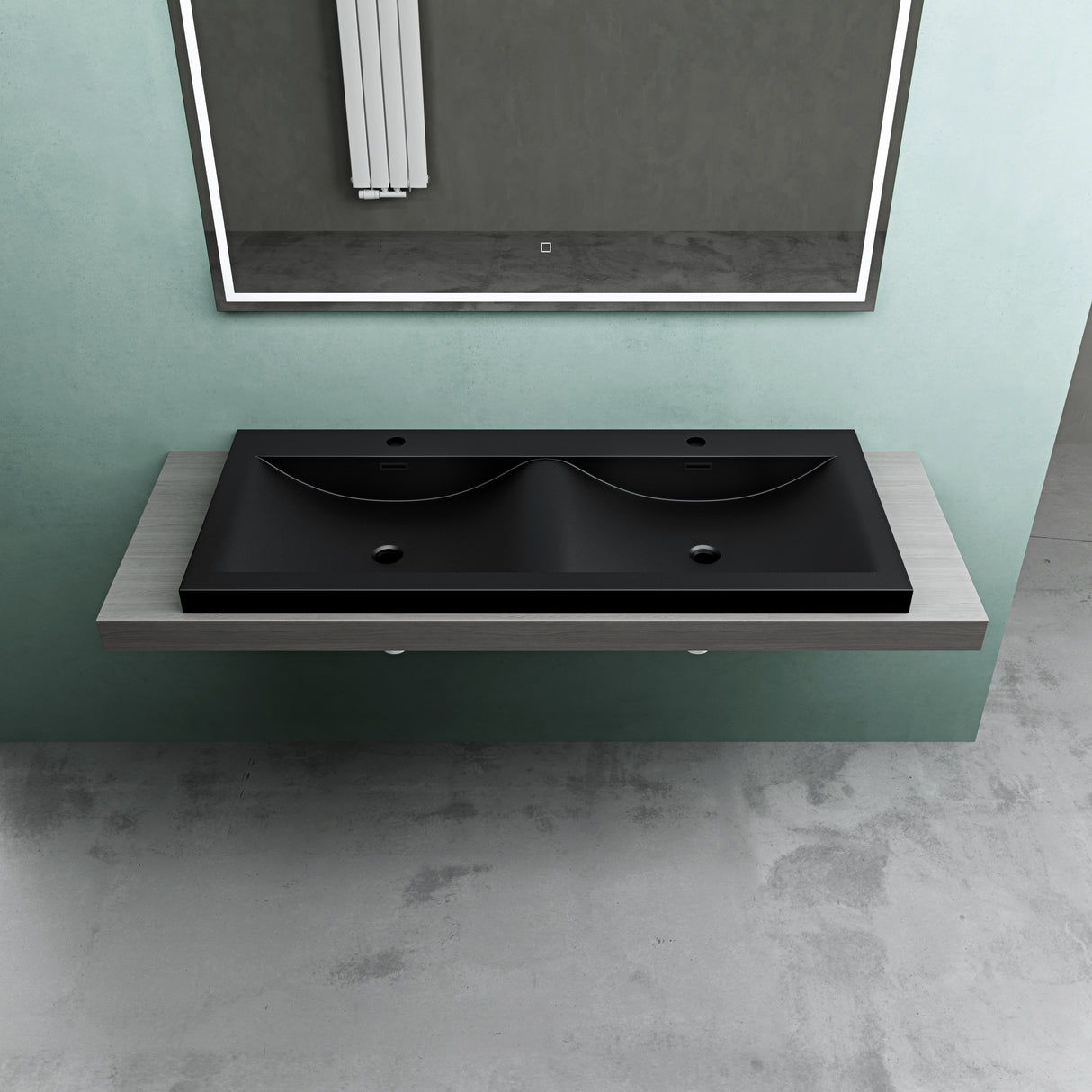 glasvilla lavabo de encastre lavabo 2 tinas mineral de resina rectangular 2 orificios para grifos función de desbordamiento Col03