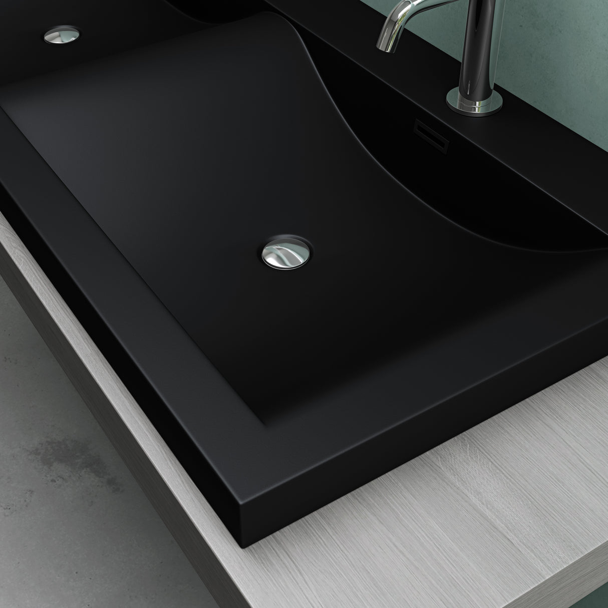 glasvilla lavabo de encastre lavabo 2 tinas mineral de resina rectangular 2 orificios para grifos función de desbordamiento Col03