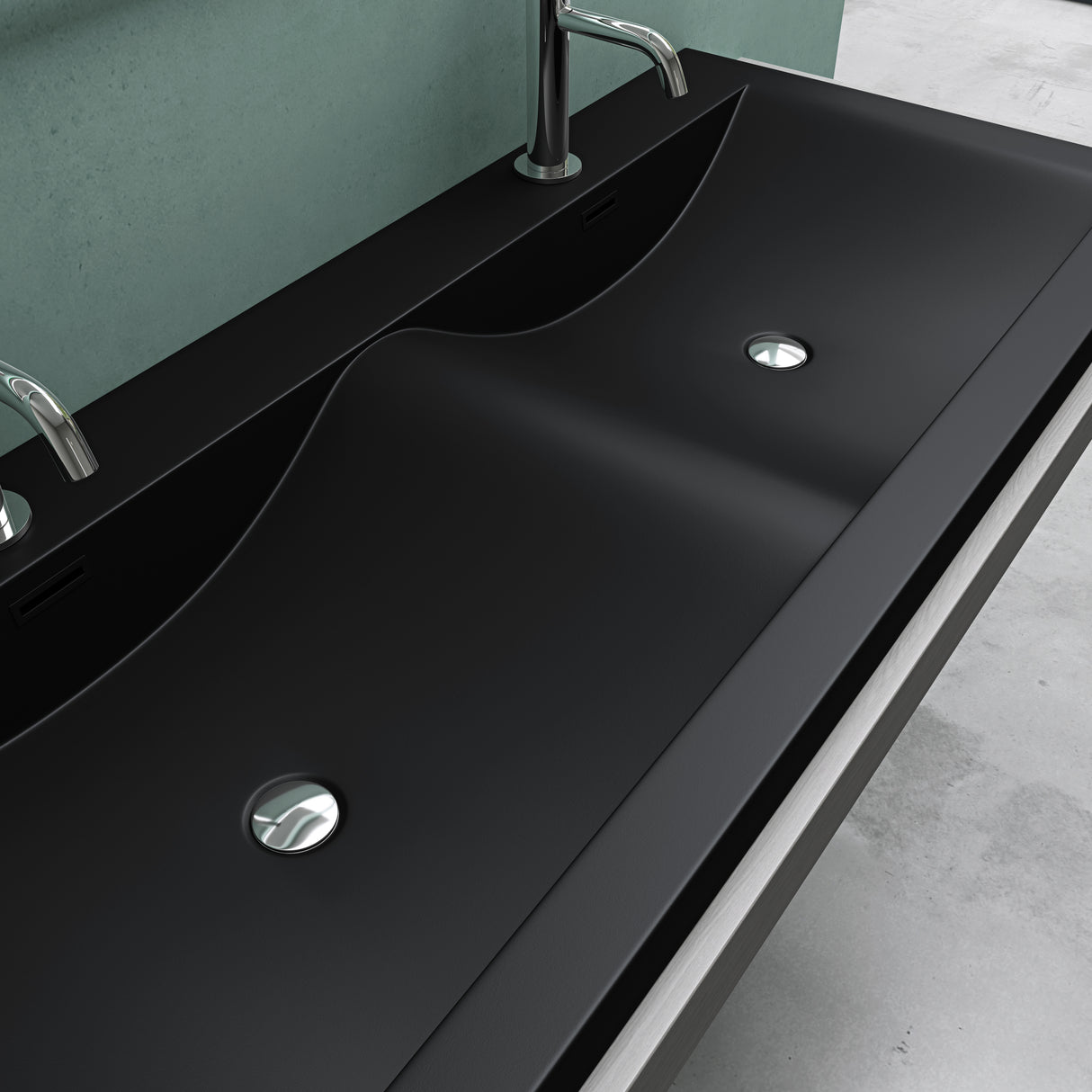 glasvilla lavabo de encastre lavabo 2 tinas mineral de resina rectangular 2 orificios para grifos función de desbordamiento Col03