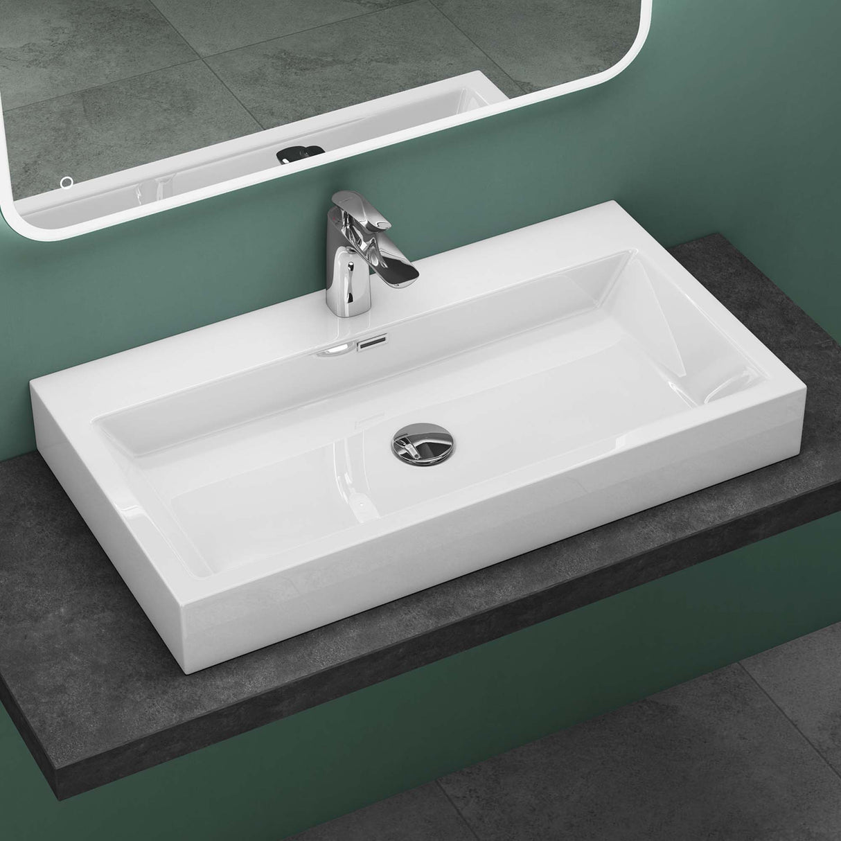 glasvilla lavabo de encimera lavabo colgante cuenco de lavado mineral Bad cuadrado Col06