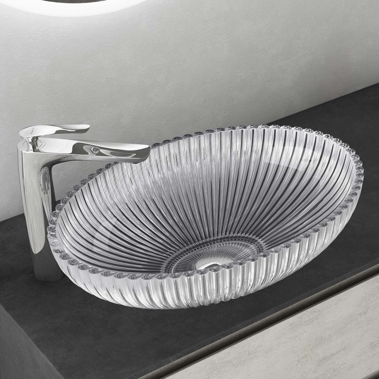lavabo Glasvilla en verre, vasque à poser, lavabo ovale