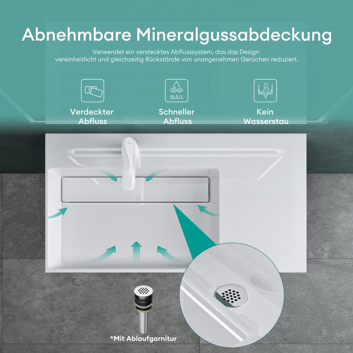 glasvilla Lavabo da Appoggio Lavandino Bagno Sospeso da Marmo Fuso Col12