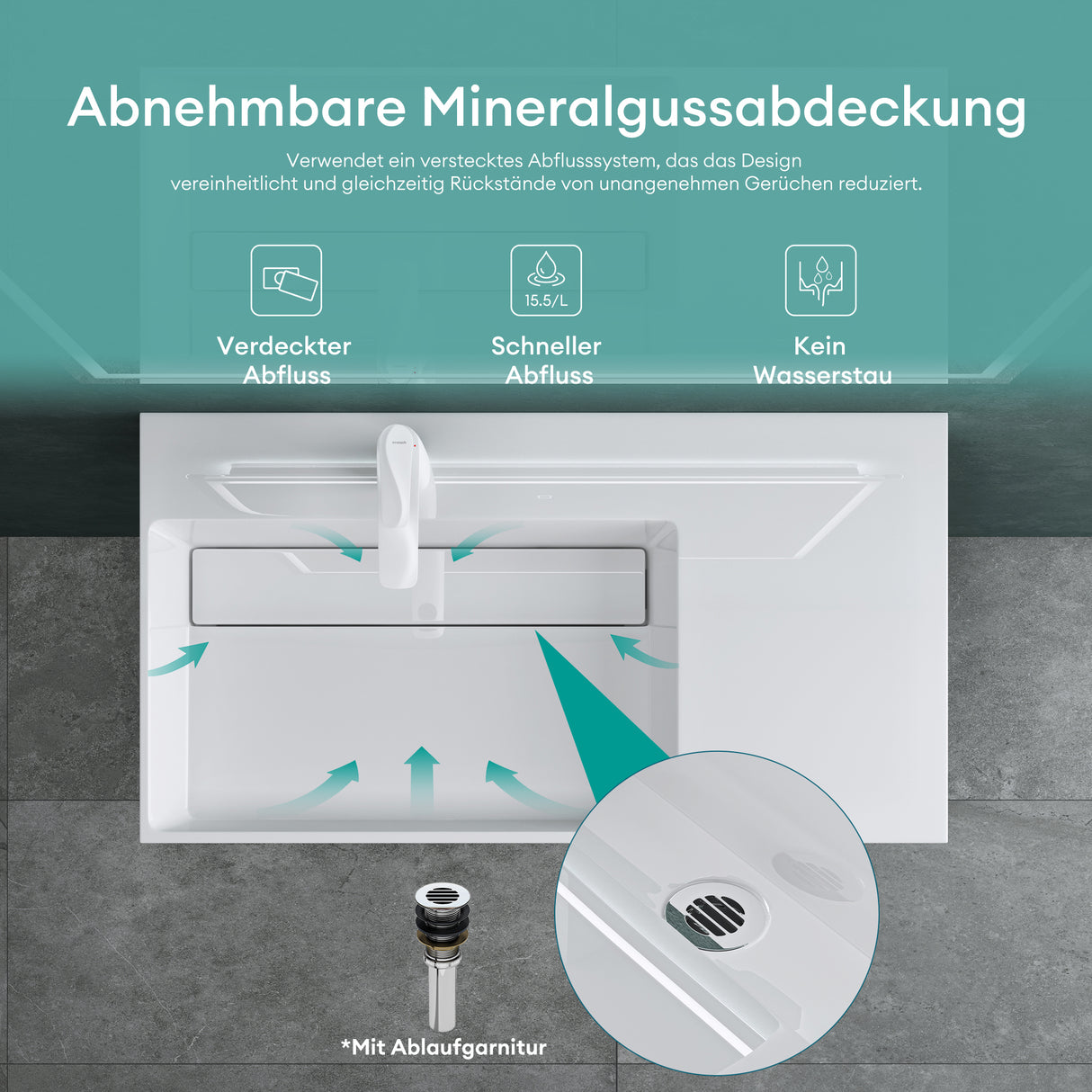 glasvilla Waschbecken Aufsatzwaschbecken Hängewaschbecken aus Mineralguss Col12
