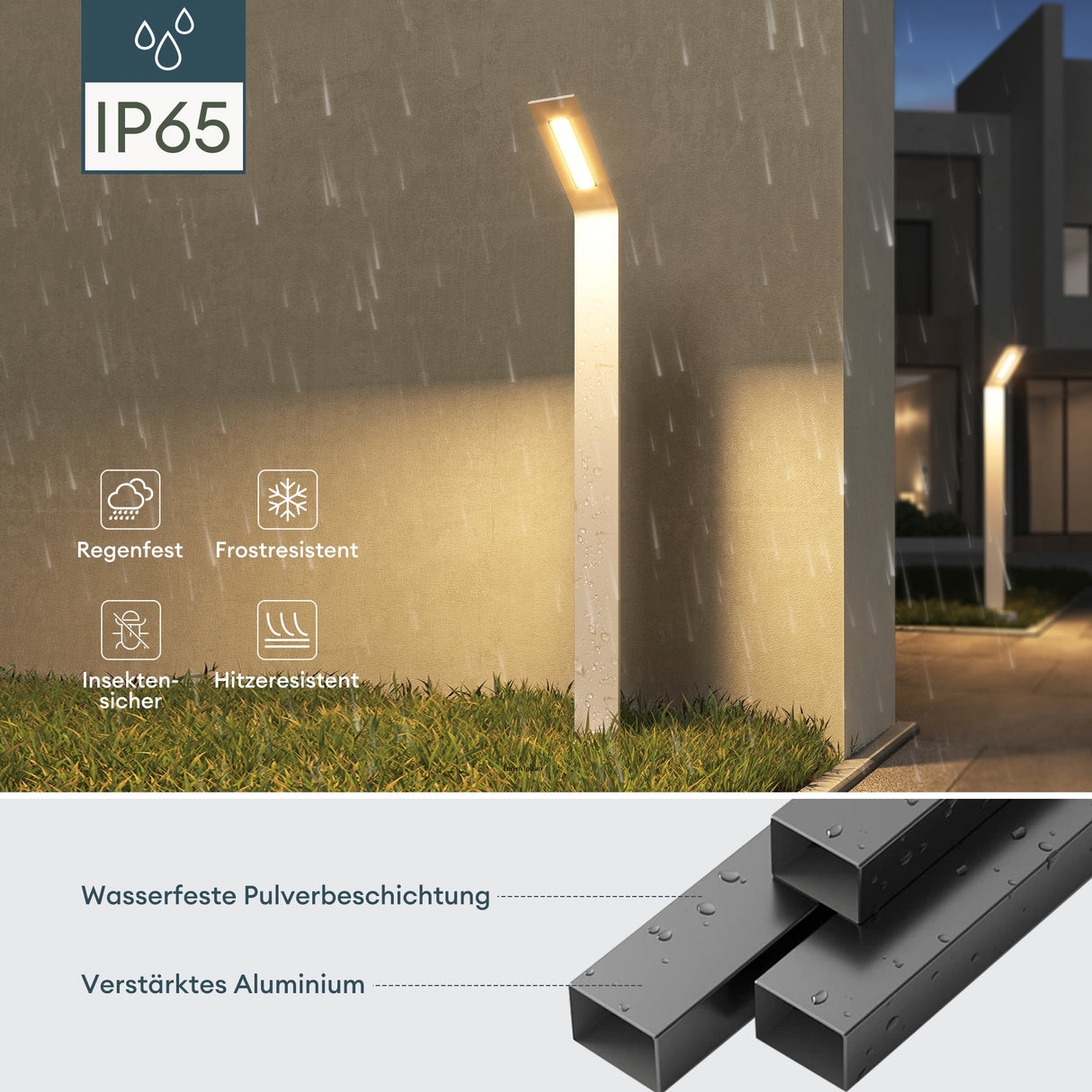 glasvilla Lampione da Giardino IP65 Luminoso da Giardino 3000K | Lampada da Terra per Esterni Paletti Esterni 6W per Giardini, Parchi, Aree Residenziali e Ingressi Pfadfinder