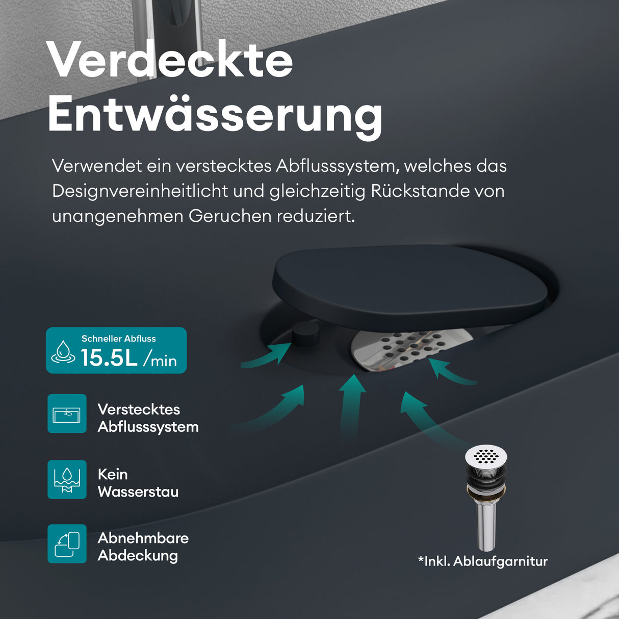 glasvilla Lavabo da Appoggio da Marmo fuso Lavandino Bagno con Rivestimento Nano Colossum826