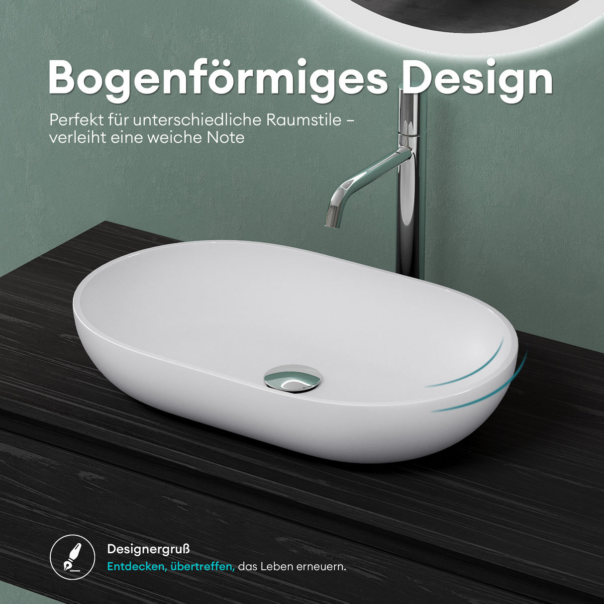 glasvilla Waschbecken Mineralguss Aufsatzwaschbecken Waschschale Col808