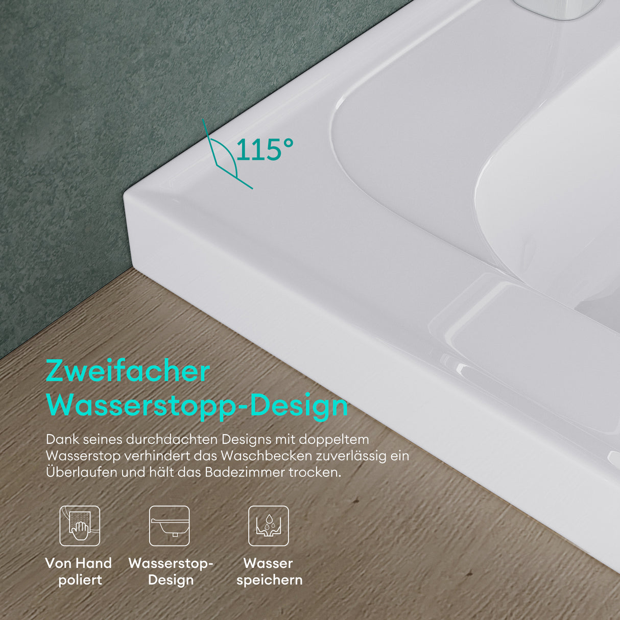 glasvilla Lavabo Brillante Blanco Lavabo de Empotrar Lavabo Mineral Rectangular Área de Lavado Col3601