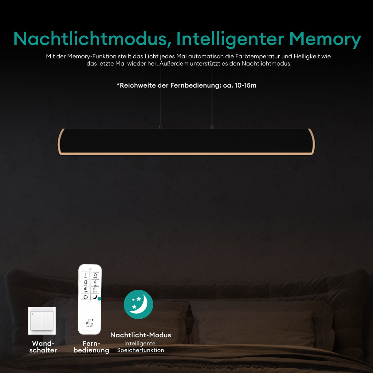 glasvilla Pendelleuchte 100cm LED Hängelampe Dimmbar mit Fernbedienung 3000K/4000K/6000K Verstellbares Kabel 20W Hängeleuchte für Esszimmer Wohnzimmer Schlafzimmer