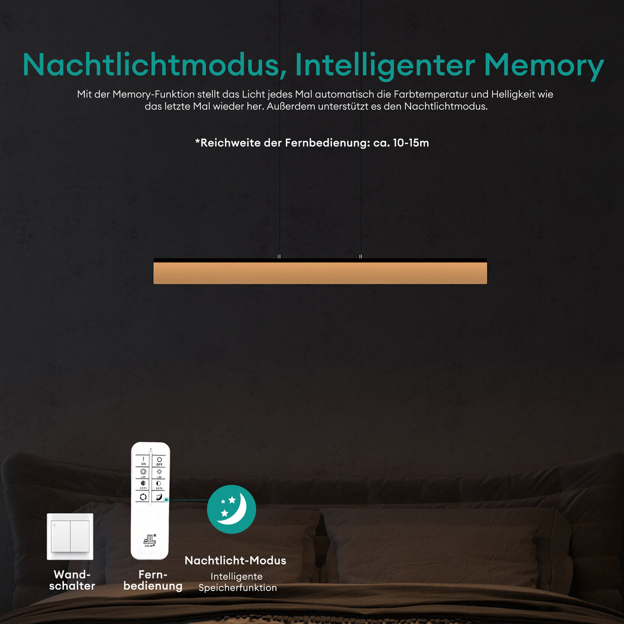 glasvilla Lampadario a Sospensione Dimmerabile con Telecomando Temperature di Colore 3000K/4000K/6000K Lampada da Soffitto a Sospensione con Cavo Regolabile per Camera da Letto e Soggiorno