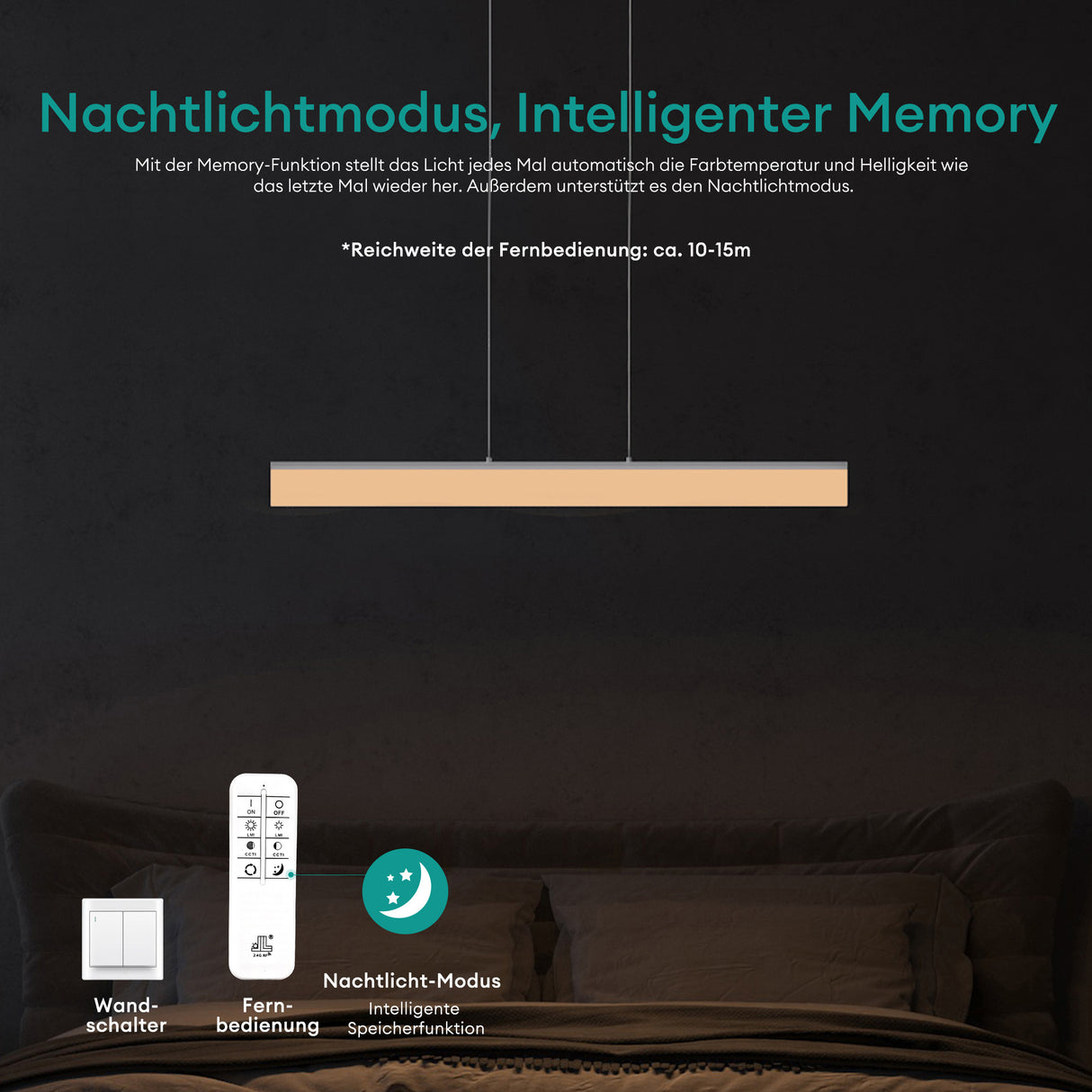 glasvilla Lampadario a Sospensione Dimmerabile con Telecomando Temperature di Colore 3000K/4000K/6000K Lampada da Soffitto a Sospensione con Cavo Regolabile per Camera da Letto e Soggiorno