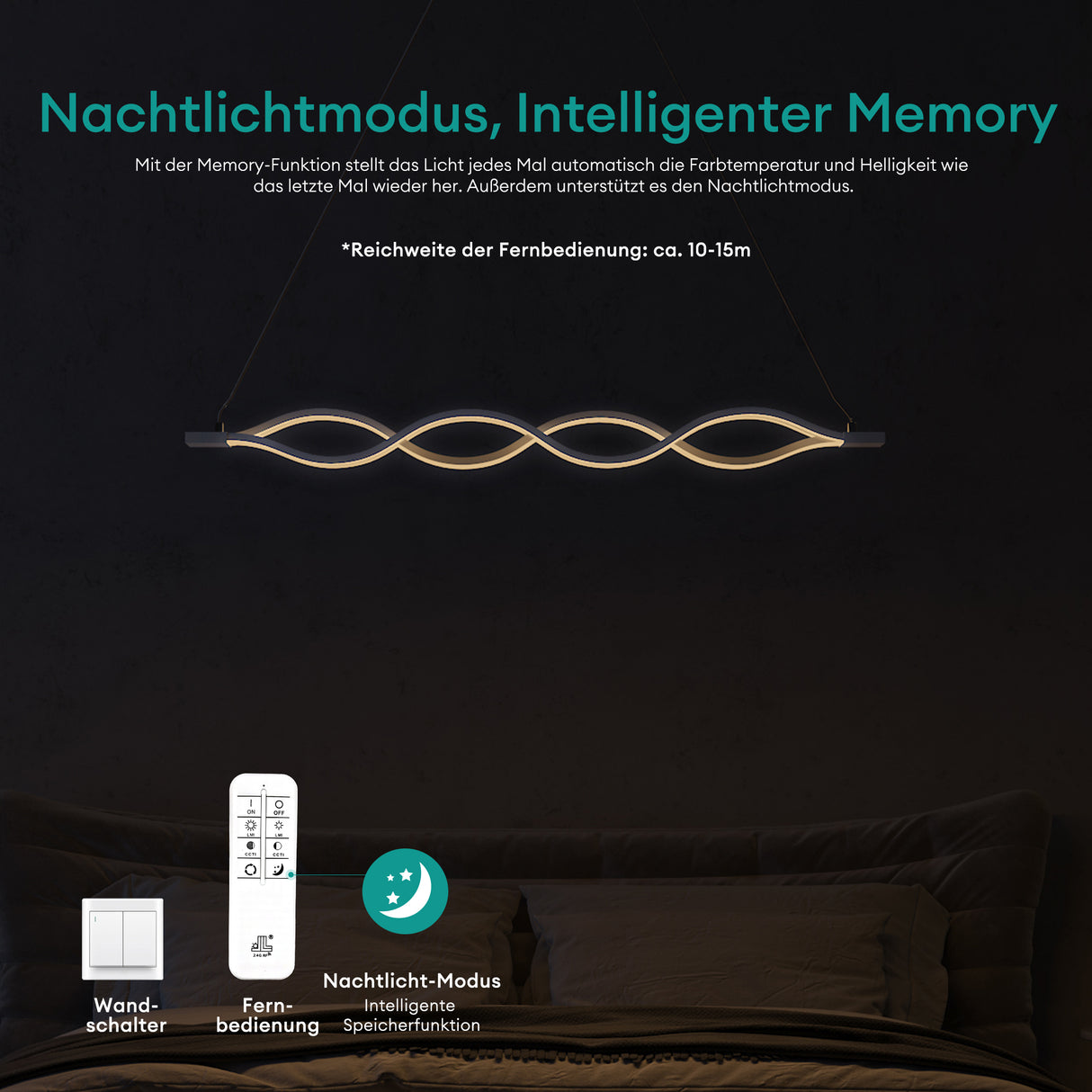 glasvilla Lampadario a Sospensione con Cavo Regolabile Lampada da Soffitto a Sospensione LED Dimmerabile con Telecomando per Sala da Pranzo, Camera da Letto e Soggiorno