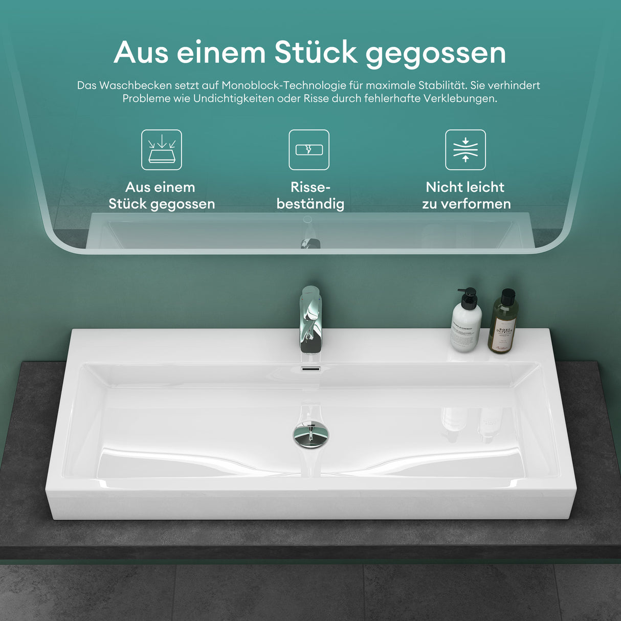 glasvilla lavabo de encimera lavabo colgante cuenco de lavado mineral Bad cuadrado Col06