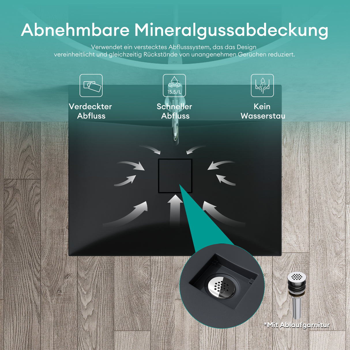 glasvilla Lavabo da Appoggio da Marmo fuso Lavabo Bagno Sospeso Lavandino Bagno Rettangolare Colossum810