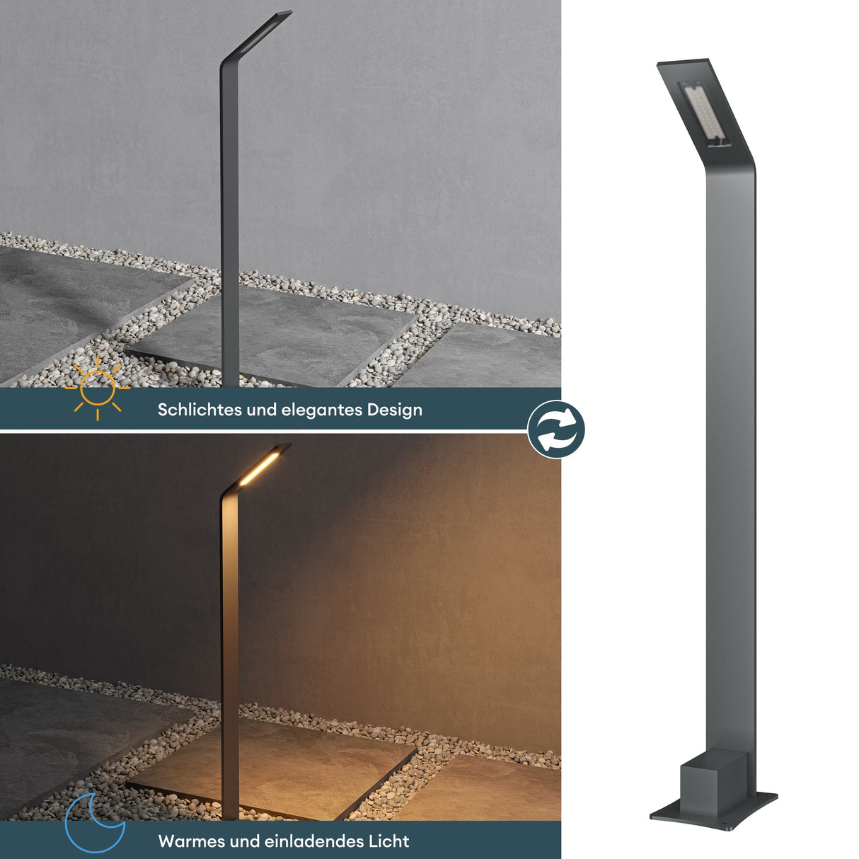glasvilla Lampione da Giardino IP65 Luminoso da Giardino 3000K | Lampada da Terra per Esterni Paletti Esterni 6W per Giardini, Parchi, Aree Residenziali e Ingressi Pfadfinder