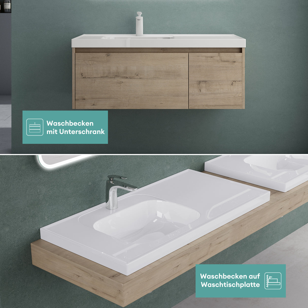 glasvilla Lavabo Brillante Blanco Lavabo de Empotrar Lavabo Mineral Rectangular Área de Lavado Col3601