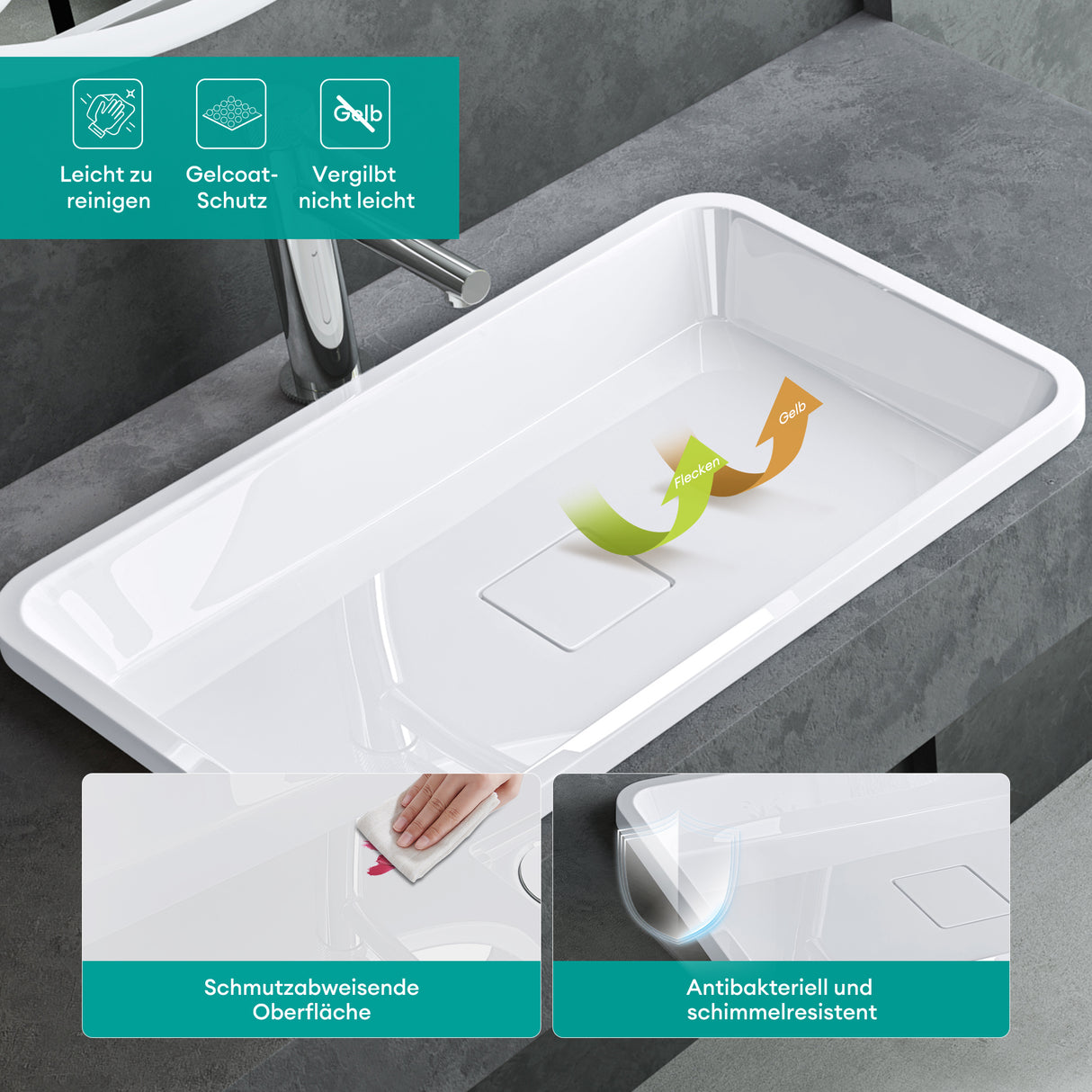 glasvilla Lavabo da Incasso da Marmo Fuso Lavandino Bagno da Appoggio con Coperchio di Scarico Col104