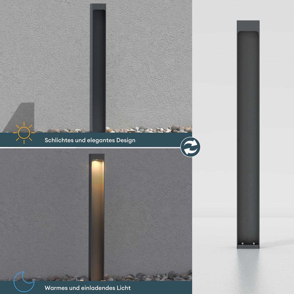 glasvilla Außenleuchte IP65 Wegeleuchte Außen | Außenpollerleuchte para jardín, 3000K Stehlampe Gartenlampe | Außenlampe Standleuchte 5W BaldersLights