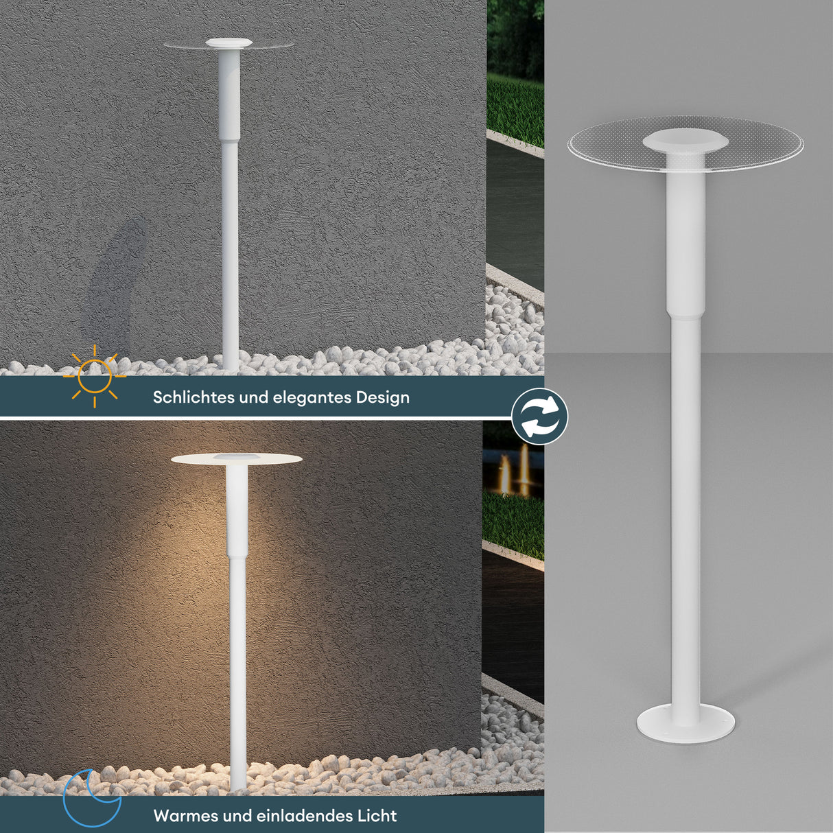 glasvilla Lampione da Giardino ⌀300xH804mm IP65 Luminoso da Giardino 3000K| Lampada da Terra per Esterni 6W Paletti Esterni per Giardini, Parchi, Aree Residenziali e Ingressi StellaeLights