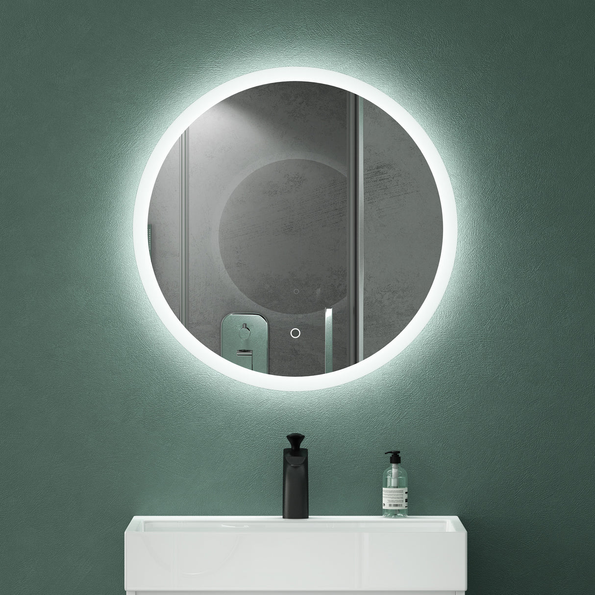 glasvilla Miroir Mural de Salle de Bain Miroir Lumineux Rond à LED Miroir de Salle de Bain à LED avec Interrupteur Tactile Couche Antibuée LED-Spiegel 05