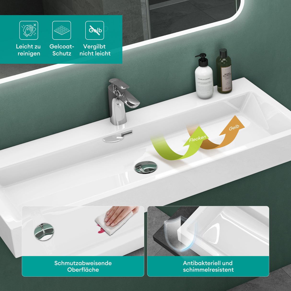 glasvilla lavabo de encimera lavabo colgante cuenco de lavado mineral Bad cuadrado Col06