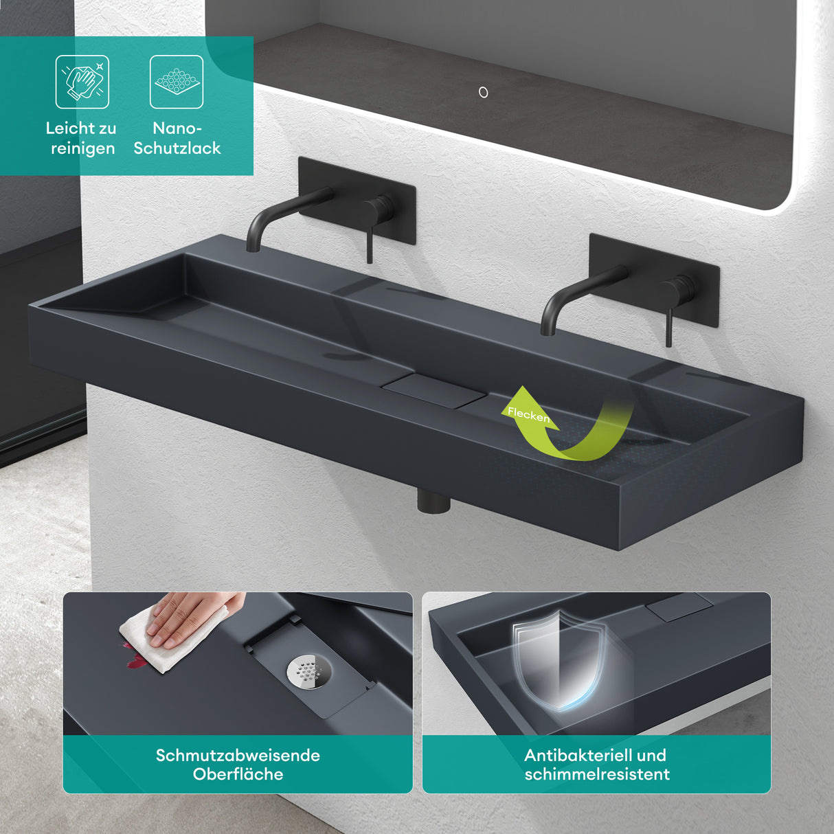 Lavabo Glasvilla Col19 Mineralguss moderno con válvula incluida