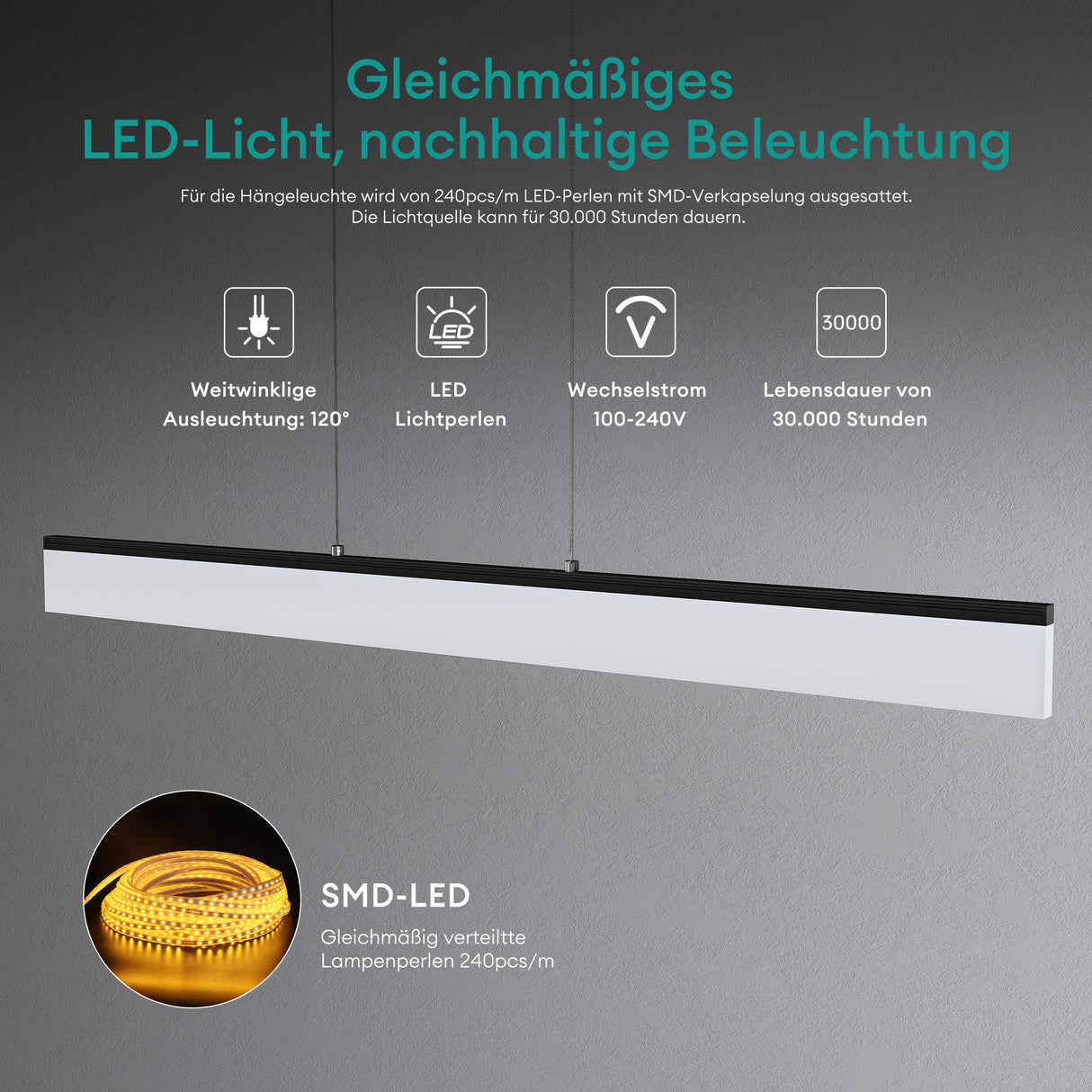 Glasvilla Design – Lámpara colgante LED regulable con mando, 3000K–6000K, cable ajustable (20W / 24W)