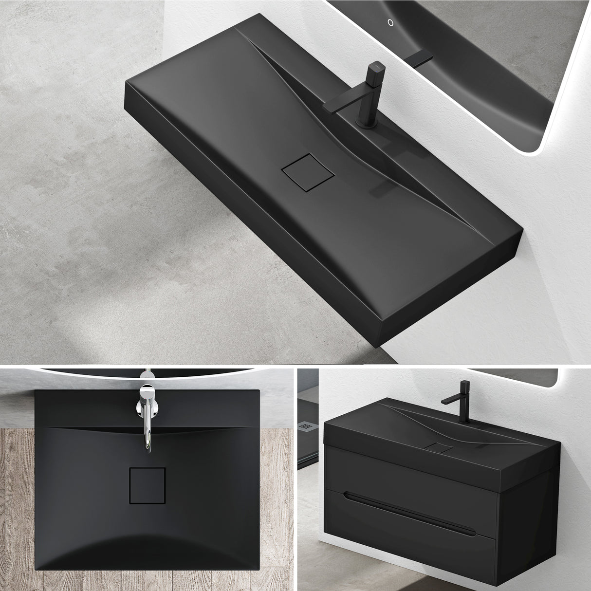 glasvilla Lavabo da Appoggio da Marmo fuso Lavabo Bagno Sospeso Lavandino Bagno Rettangolare Colossum810