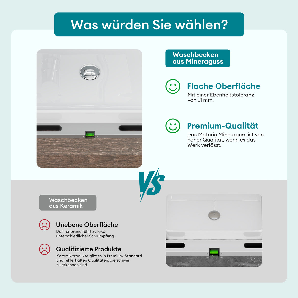 glasvilla Waschbecken Mineralguss Aufsatzwaschbecken Waschschale Col808