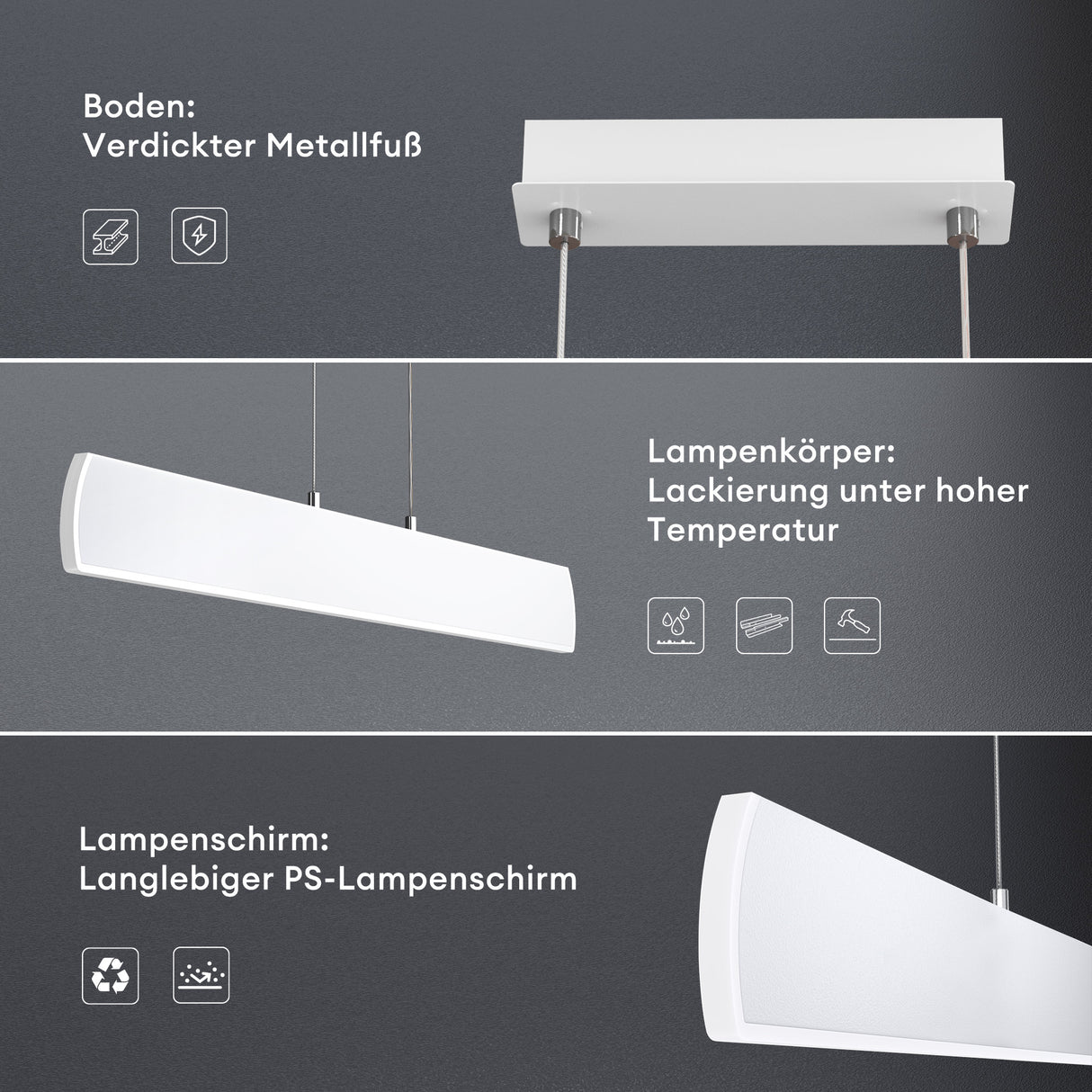 glasvilla Lampadario a Sospensione 20W, 100 CM Lampada da Soffitto a Sospensione Dimmerabile con Telecomando 3000K/4000K/6000K per Camera da Letto e Soggiorno