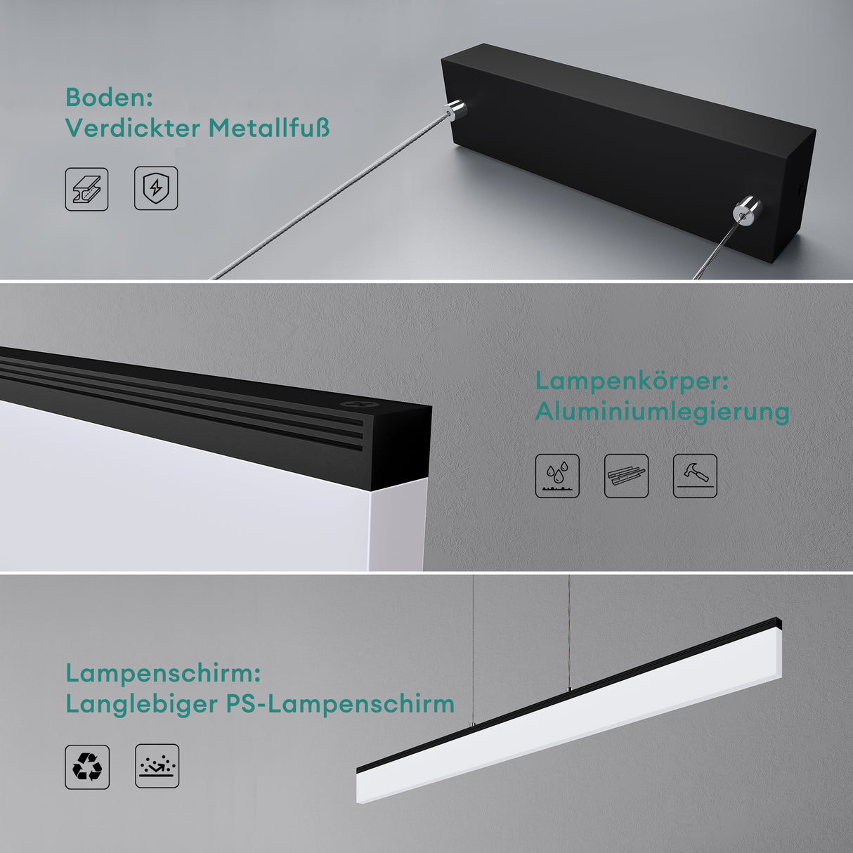 glasvilla Lampadario a Sospensione con Cavo Regolabile Lampada da Soffitto a Sospensione LED Dimmerabile con Telecomando per Sala da Pranzo, Camera da Letto e Soggiorno