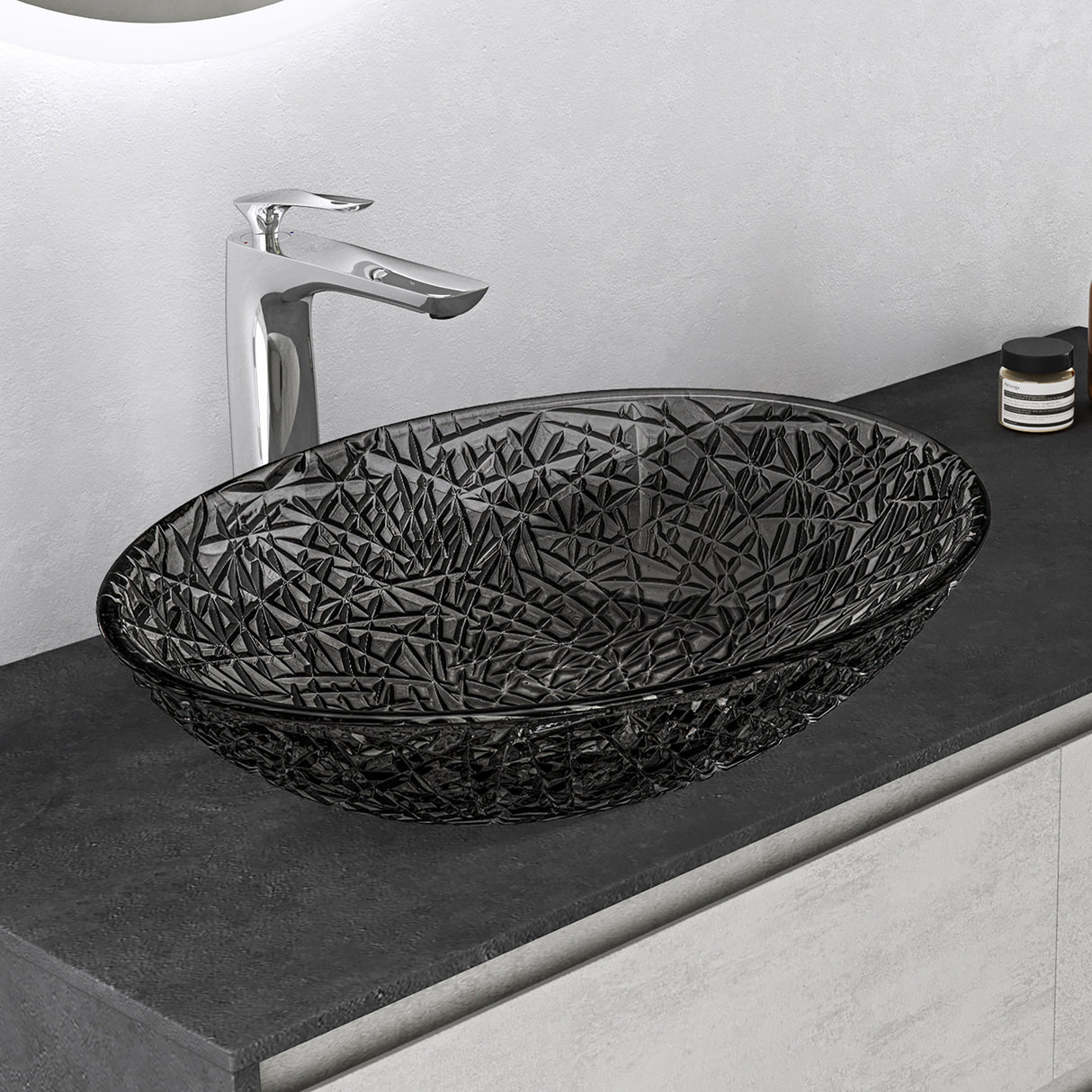 glasvilla Lavabo da Appoggio in Vetro Lavandino Bagno da Appoggio in Vetro Ovale