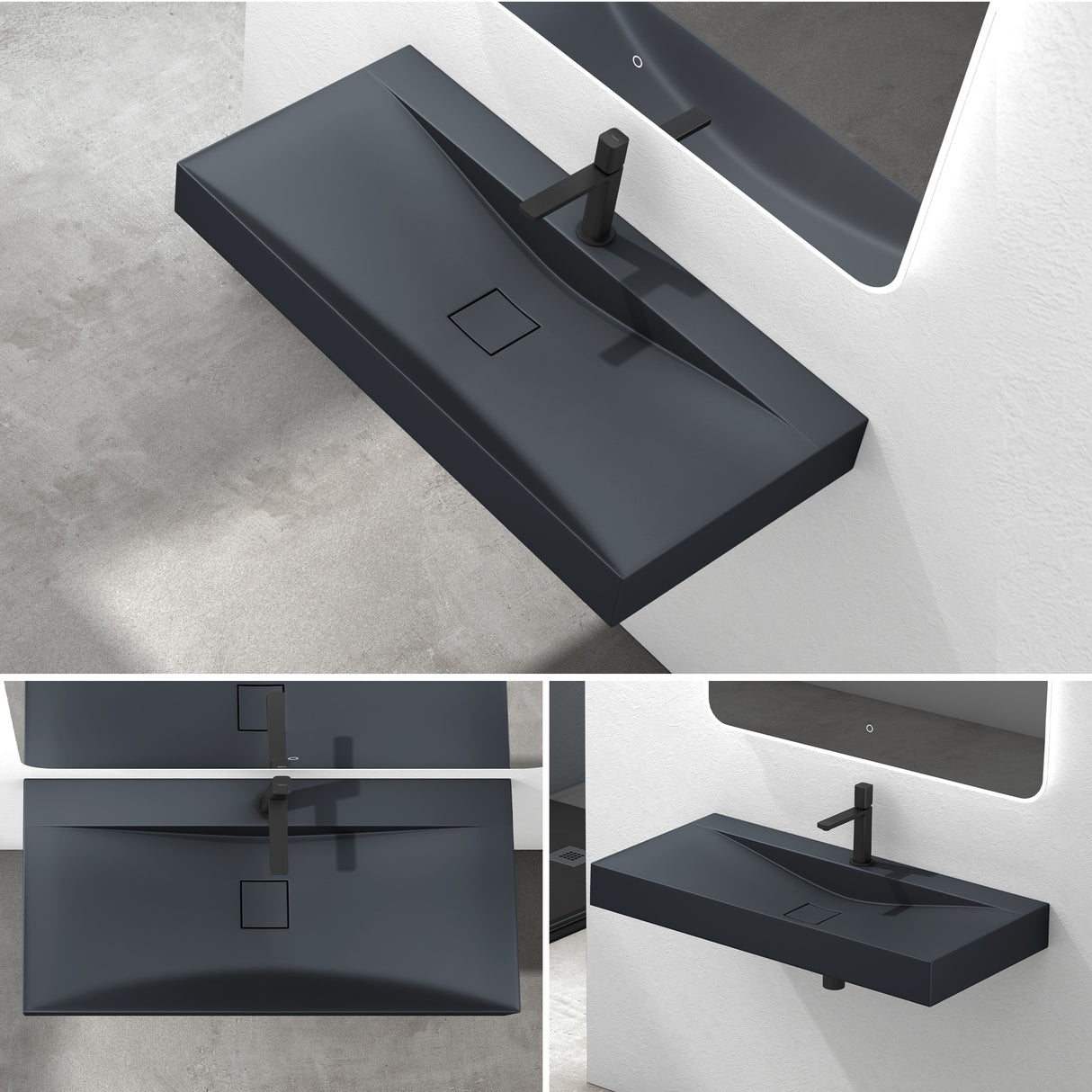 glasvilla Waschbecken Hängewaschtisch Aufsatzwaschschale aus Mineralguss Col810