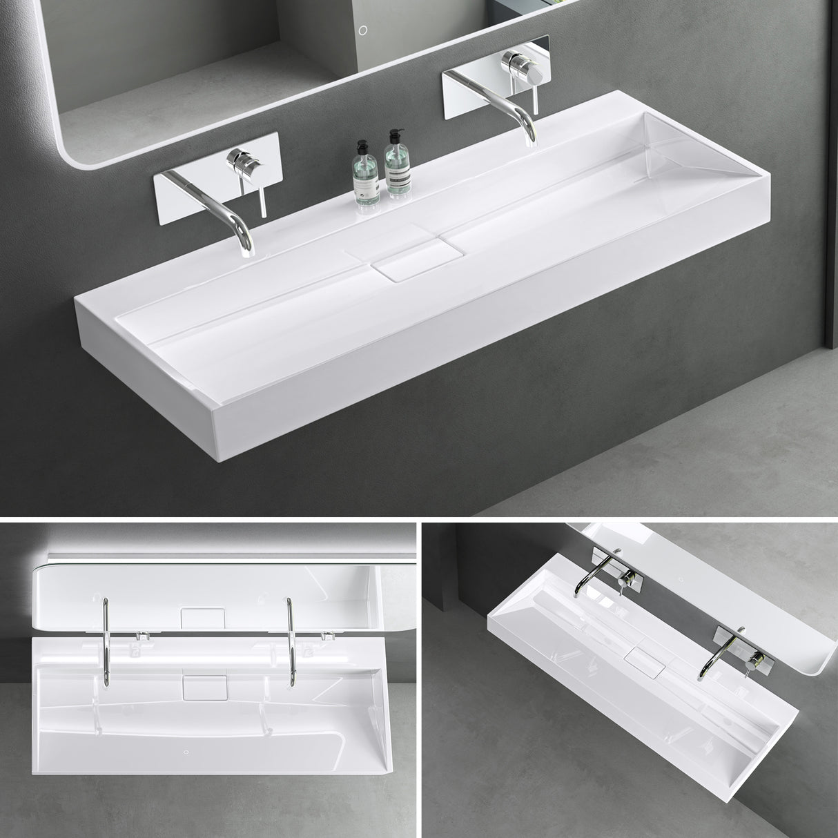 Lavabo Glasvilla Col19 Mineralguss moderno con válvula incluida