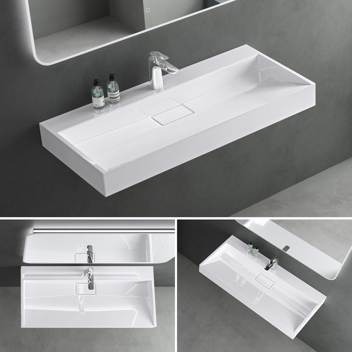 Lavabo Glasvilla Col19 Mineralguss moderno con válvula incluida
