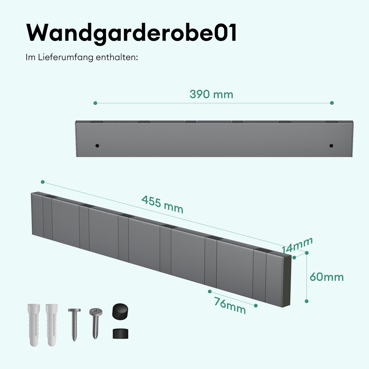 glasvilla Kleiderhaken ohne Bohren Wandgarderobe Wandhaken aus Edelstahl Garderobenleiste Garderobenhaken Stalo-04+05