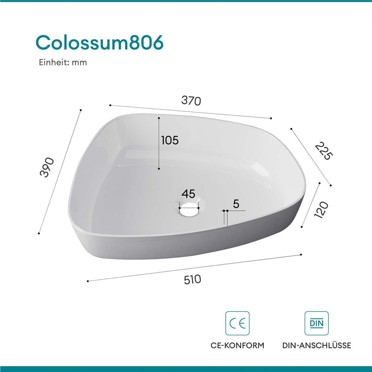 Lavabo Glasvilla, vasque à poser en fonte minérale, meuble-lavabo, espace de lavage, cuvette Col826