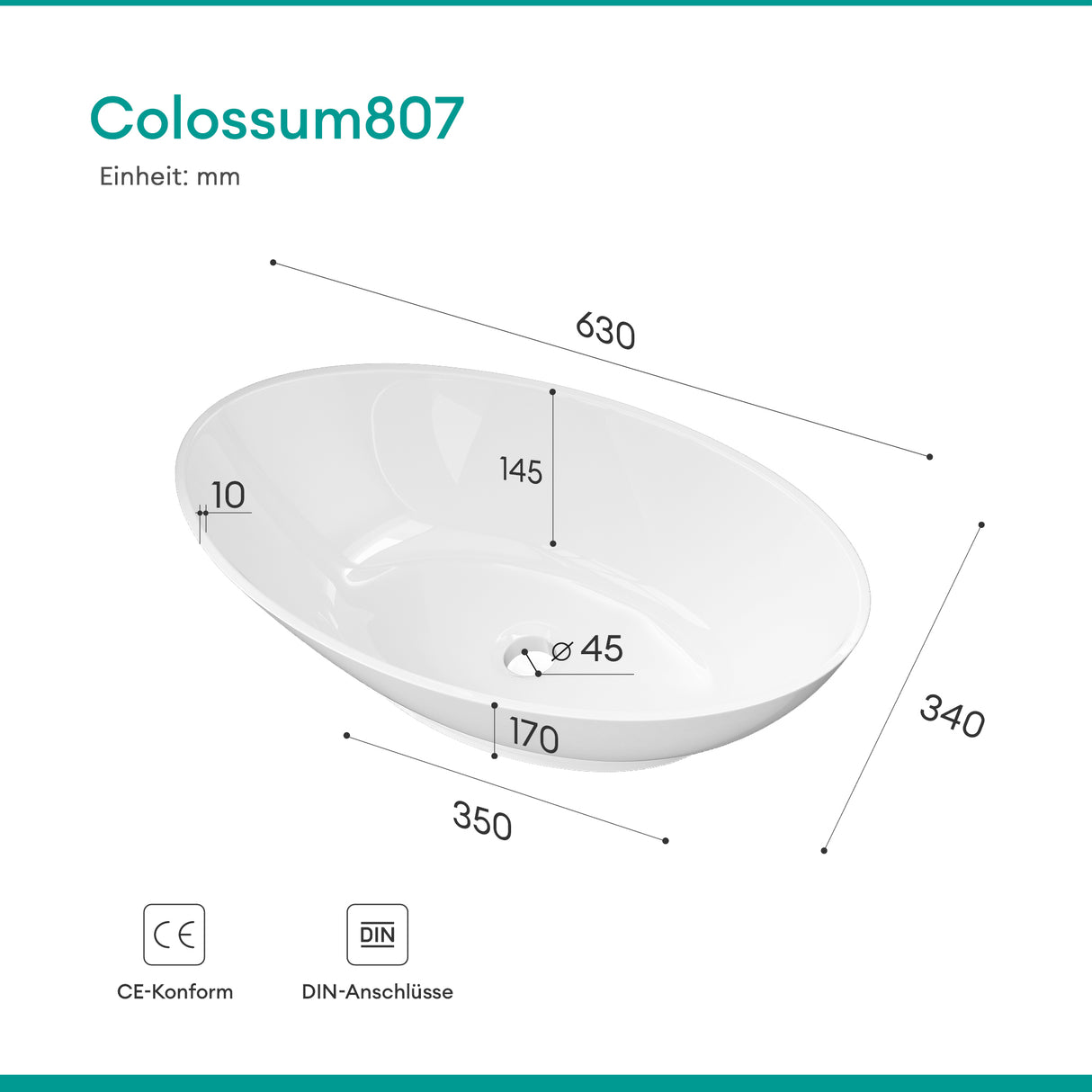 glasvilla lavabo de encimera lavabo cuenco mueble de baño de mineral ovalado Col807