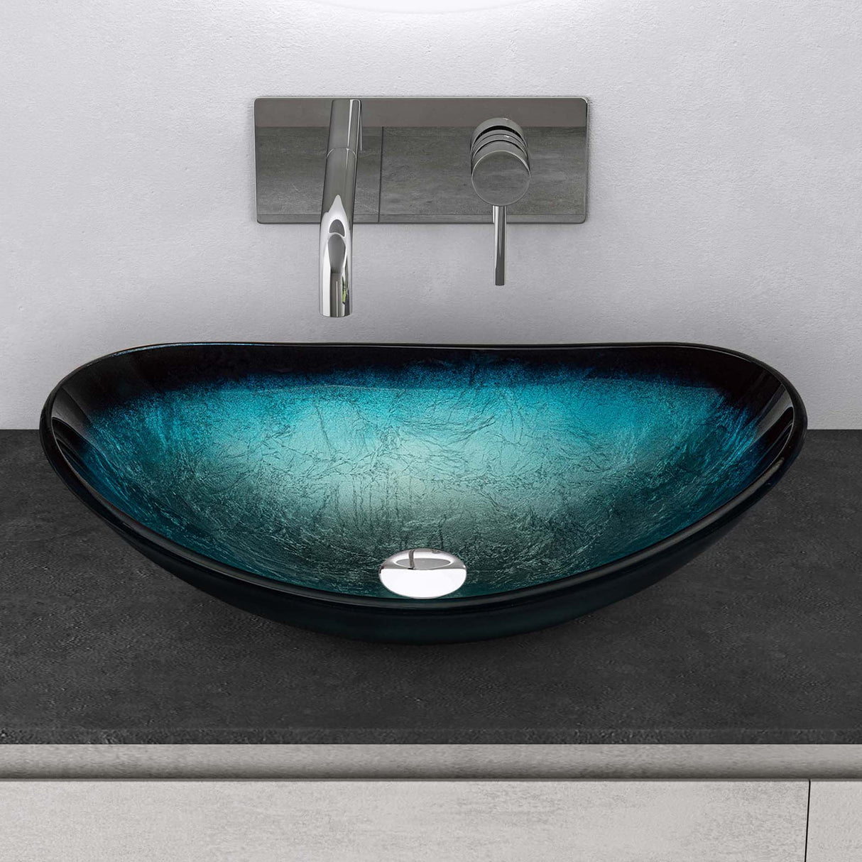 glasvilla Lavabo da Appoggio in Vetro Lavandino Bagno da Appoggio in Vetro Ovale