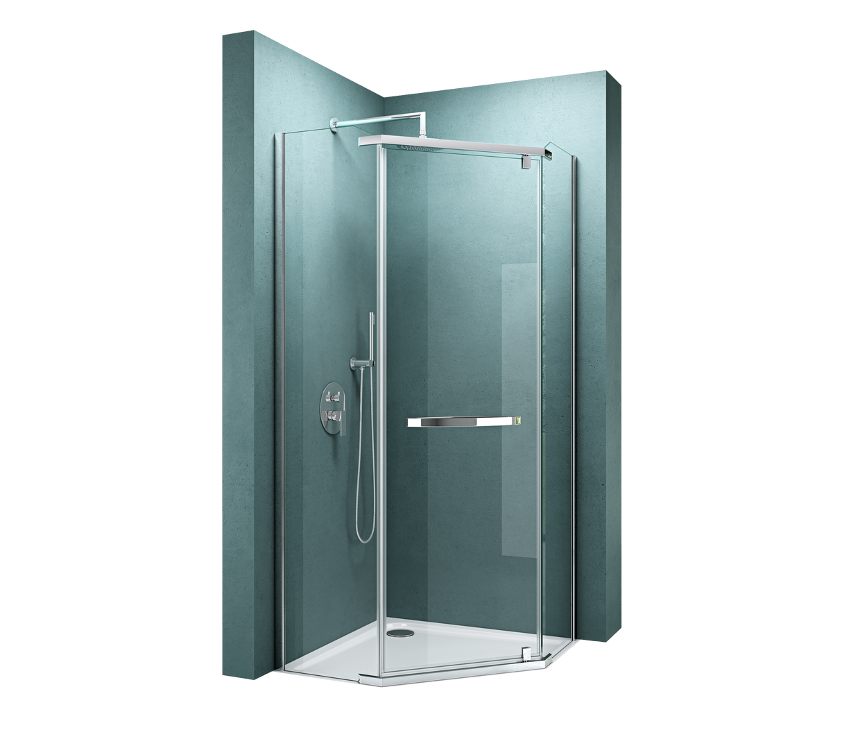 glasvilla Box Doccia Angolare Cabina Bagno in Vetro 8 mm Cabina Doccia Pentagonale in Vetro di Scurezza ESG con Piatto Doccia Ravenna08
